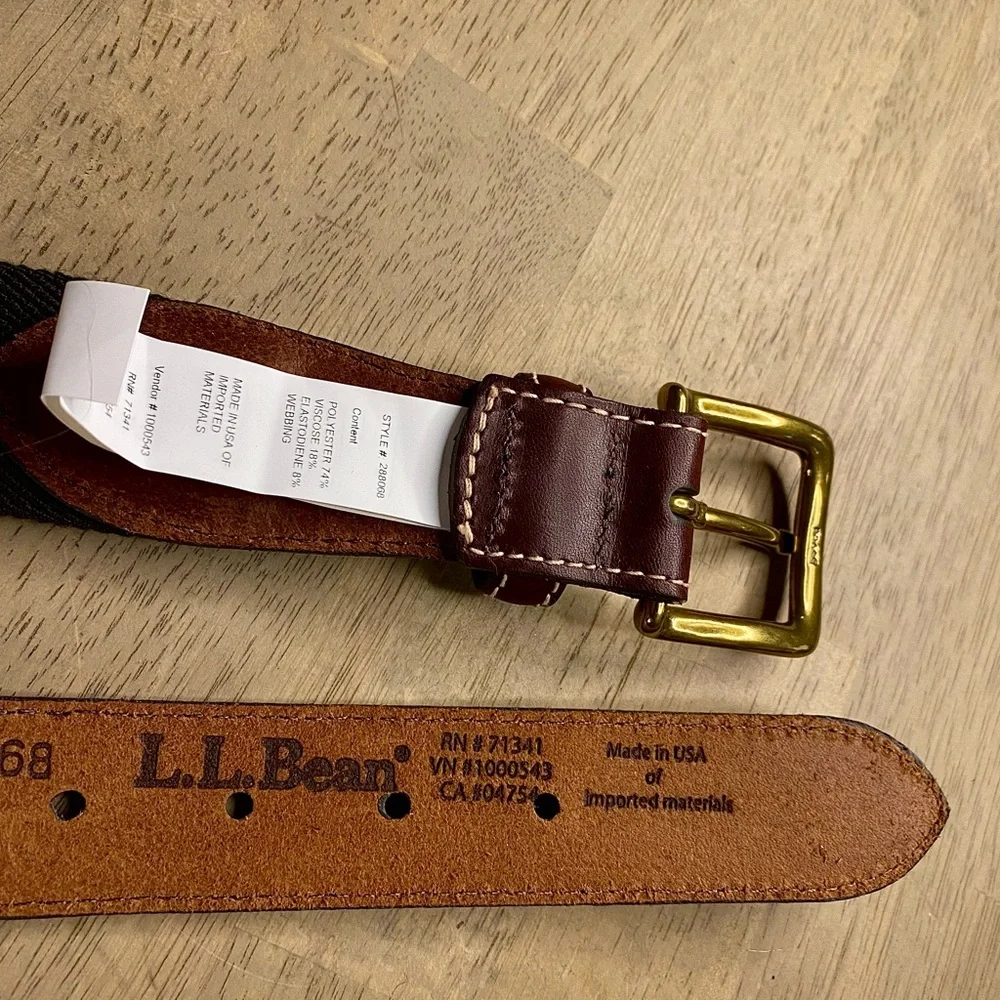 LL Bean Comfort Waist Belt‎ Men Black & Maroon Size 42